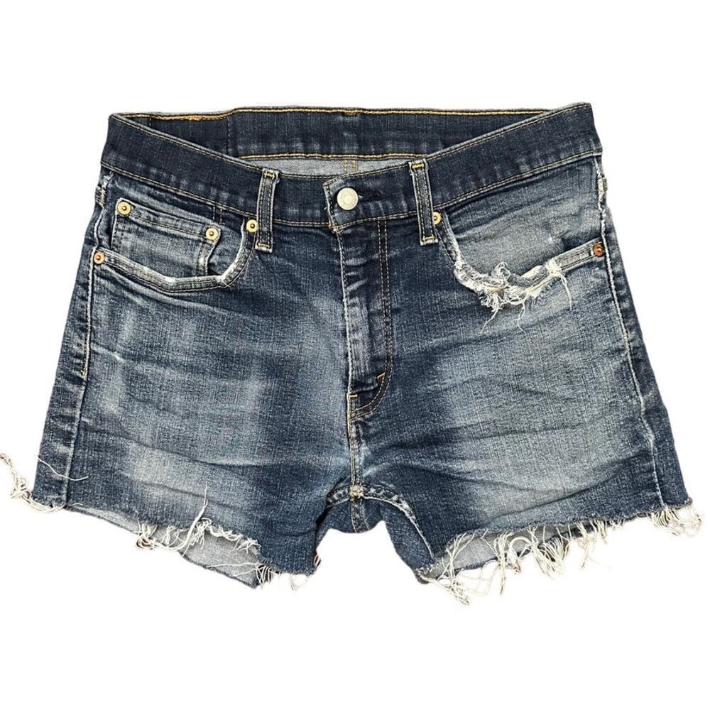 Levi's 559 Relaxed Jean Cut Off Shorts Women's 32 Blue Denim Casual‎ Summer